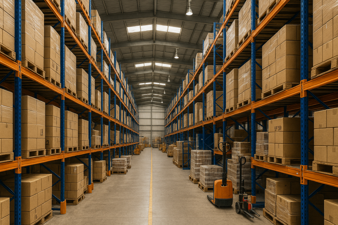 Logistics and warehouse business in Canada with organized inventory and storage systems